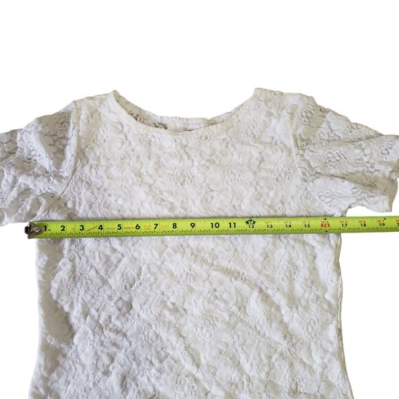 Vintage 90s Y2K White Lace Sheer Short Sleeve Shirt Feminine Delicate Fairycore - Picture 7 of 7